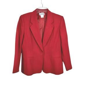 3752) Vintage Joan Leslie Career Red Single Button Wool Blend Blazer Size 10P